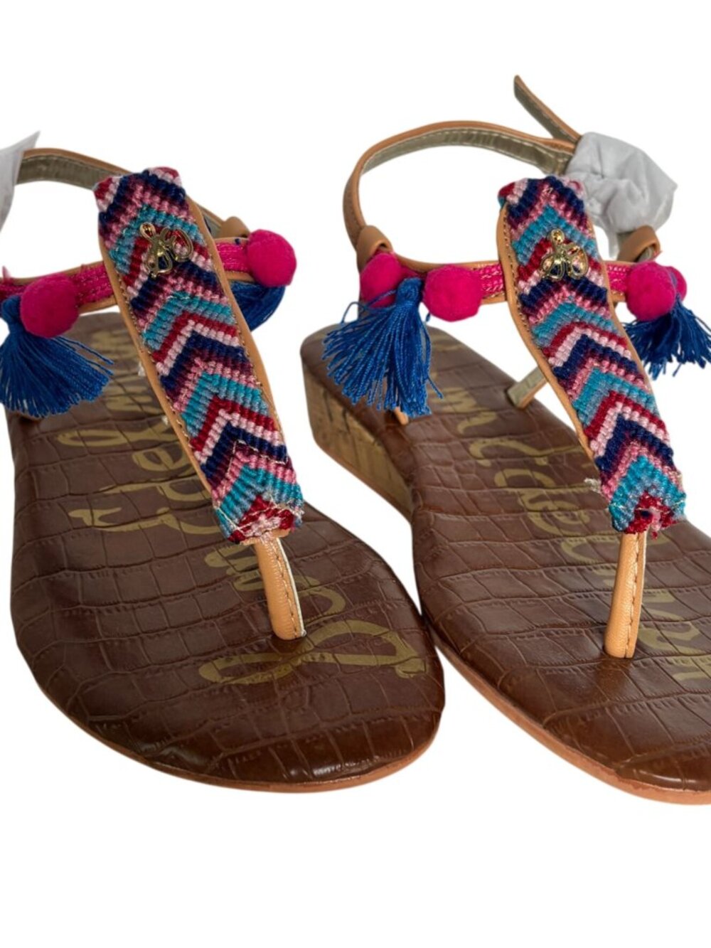 Sam Edelman Girls Sandals Danica Sienna Wedge Summer Shoes Fringe Boho Size 5